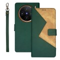 For vivo X100 idewei Two-color Splicing Leather Phone Case(Green)