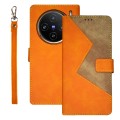 For vivo X100 idewei Two-color Splicing Leather Phone Case(Orange)