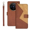 For vivo X100 idewei Two-color Splicing Leather Phone Case(Brown)