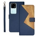 For vivo V30 idewei Two-color Splicing Leather Phone Case(Blue)