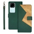 For vivo V30 idewei Two-color Splicing Leather Phone Case(Green)