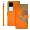 For vivo V30 idewei Two-color Splicing Leather Phone Case(Orange)