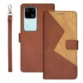 For vivo V30 idewei Two-color Splicing Leather Phone Case(Brown)