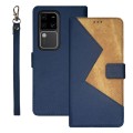 For vivo V30 Pro idewei Two-color Splicing Leather Phone Case(Blue)