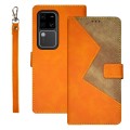 For vivo V30 Pro idewei Two-color Splicing Leather Phone Case(Orange)
