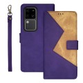 For vivo V30 Pro idewei Two-color Splicing Leather Phone Case(Purple)