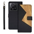 For Xiaomi 13T idewei Two-color Splicing Leather Phone Case(Black)