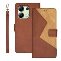 For Xiaomi Redmi Note 13 4G Global idewei Two-color Splicing Leather Phone Case(Brown)
