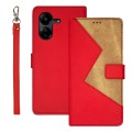 For Xiaomi Redmi Note 13C idewei Two-color Splicing Leather Phone Case(Red)