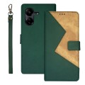 For Xiaomi Redmi Note 13C idewei Two-color Splicing Leather Phone Case(Green)