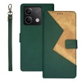 For Xiaomi Redmi Note 13 5G idewei Two-color Splicing Leather Phone Case(Green)