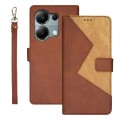 For Xiaomi Redmi Note 13 Pro 4G idewei Two-color Splicing Leather Phone Case(Brown)