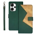 For Xiaomi Redmi Note 13 Pro+ 5G idewei Two-color Splicing Leather Phone Case(Green)