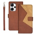 For Xiaomi Redmi Note 13 Pro+ 5G idewei Two-color Splicing Leather Phone Case(Brown)