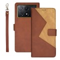 For Xiaomi Poco X6 Pro 5G idewei Two-color Splicing Leather Phone Case(Brown)
