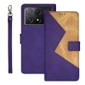 For Xiaomi Poco X6 Pro 5G idewei Two-color Splicing Leather Phone Case(Purple)