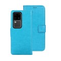 For vivo V30 Pro idewei Crazy Horse Texture Leather Phone Case(Sky Blue)