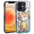 For iPhone 12 Animal Pattern Oil Painting Series PC + TPU Phone Case(Colorful Cat)