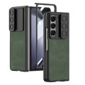 For Samsung Galaxy Z Fold5 GKK Integrated Ultra-thin Sliding Camshield Plain Leather Phone Case(Gree