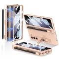 For Samsung Galaxy Z Fold5 GKK Full Coverage Magnetic Fold Hinge Phone Case with Pen Slots(Gold)