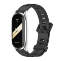 For Xiaomi Mi Band 8 Mijobs Plus Case Flat Hole Silicone Watch Band(Black Silver)