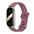 For Xiaomi Mi Band 8 Mijobs Plus Case Flat Hole Silicone Watch Band(Wine Red Silver)