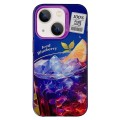 For iPhone 15 Orange TPU Hybrid PC Phone Case(Purple)
