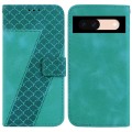 For Google Pixel 8a 7-shaped Embossed Leather Phone Case(Green)