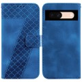 For Google Pixel 8a 7-shaped Embossed Leather Phone Case(Blue)
