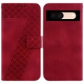 For Google Pixel 8a 7-shaped Embossed Leather Phone Case(Red)