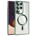 For Samsung Galaxy Note20 Ultra CD Texture Plating TPU MagSafe Phone Case with Lens Film(Dark Green)