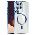 For Samsung Galaxy Note20 Ultra CD Texture Plating TPU MagSafe Phone Case with Lens Film(Sierra Blue