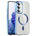 For Samsung Galaxy S20 FE CD Texture Plating TPU MagSafe Phone Case with Lens Film(Sierra Blue)