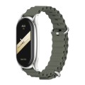 For Xiaomi Mi Band 8 Mijobs Plus Case Marine Silicone Breathable Watch Band(Khaki Green Silver)