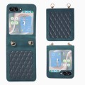 For Samsung Galaxy Z Flip5 Diamond Lattice Folding Leather Phone Case(Blue)