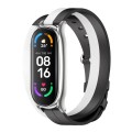 For Xiaomi Mi Band 6 / 5 / 4 / 3 Mijobs Plus Case Double-Loop Leather Watch Band(Black+White+Silver)