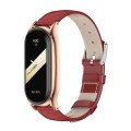 For Xiaomi Mi Band 8 Mijobs Plus Case Genuine Leather Watch Band(Red Rose Gold)