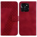 For Honor X6a 7-shaped Embossed Leather Phone Case(Red)
