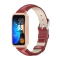 For Huawei Band 8 Mijobs Cowhide Leather Watch Band(Red Rose Gold)