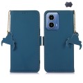 For Motorola Moto G34 Genuine Leather Magnetic RFID Leather Phone Case(Blue)