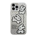 For iPhone 15 Pro Max Cute Animal Pattern Series PC + TPU Phone Case(White Puppy)