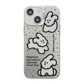 For iPhone 15 Plus Cute Animal Pattern Series PC + TPU Phone Case(White Puppy)