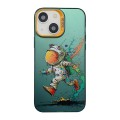 For iPhone 15 Cute Animal Pattern Series PC + TPU Phone Case(Running astronauts)