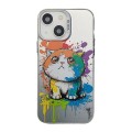 For iPhone 15 Cute Animal Pattern Series PC + TPU Phone Case(Looking Up Fat Cat)