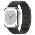 For Apple Watch SE 44mm Carbon Fiber Magnetic Loop Watch Band(Official Green)