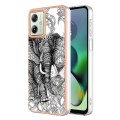 For Motorola Moto G54 Electroplating Marble Dual-side IMD Phone Case(Totem Elephant)