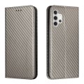 For Samsung Galaxy A32 4G Carbon Fiber Texture Flip Holder Leather Phone Case(Grey)
