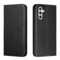 For Samsung Galaxy A15 Carbon Fiber Texture Flip Holder Leather Phone Case(Black)