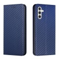 For Samsung Galaxy A15 Carbon Fiber Texture Flip Holder Leather Phone Case(Blue)