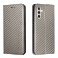 For Samsung Galaxy S24 5G Carbon Fiber Texture Flip Holder Leather Phone Case(Grey)